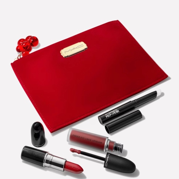 MAC Cosmetics Makeup Mac Kisses And Bows Lip Kit Red 4pc Full Sized Limited Ed Set 99 Retail